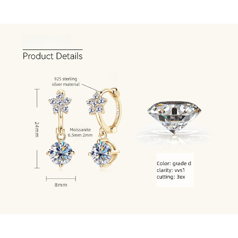 Hypoallergenic silver earring with gemstone focus