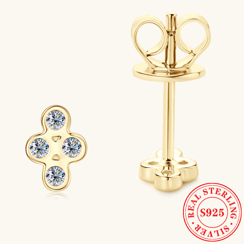 Four Round Moissanite Stud Earrings -  -  Luckinging