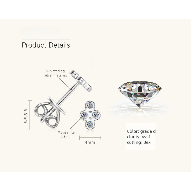 Four Round Moissanite Stud Earrings -  -  Luckinging