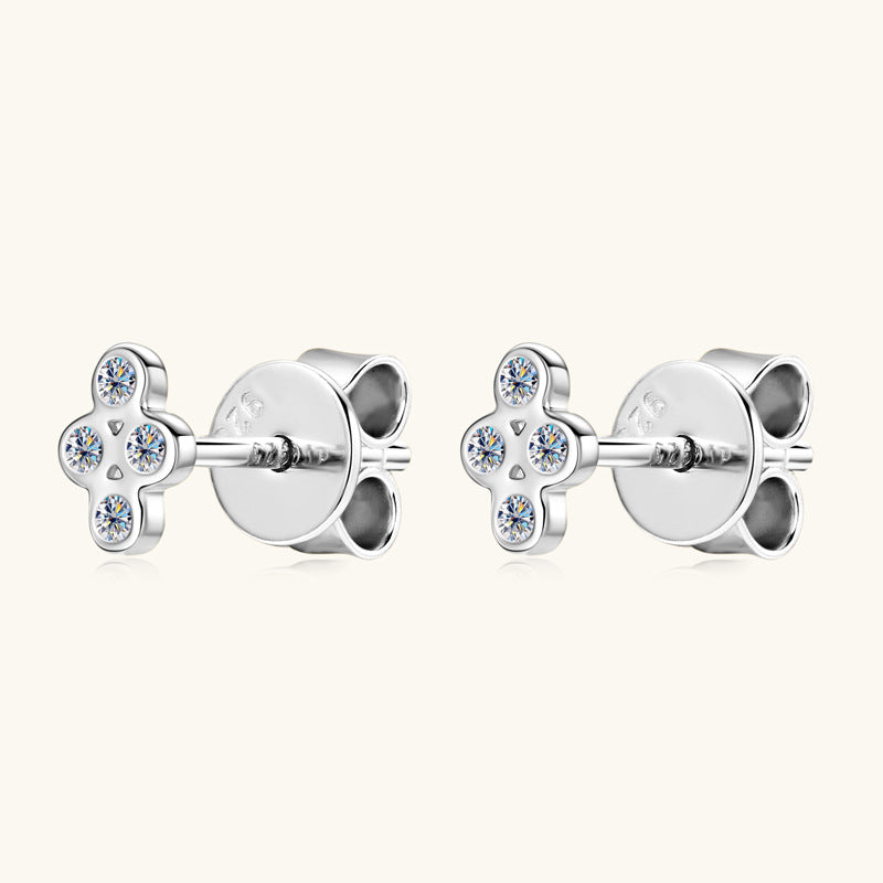 Four Round Moissanite Stud Earrings -  -  Luckinging