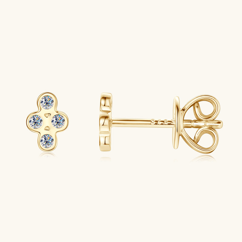 Four Round Moissanite Stud Earrings -  -  Luckinging