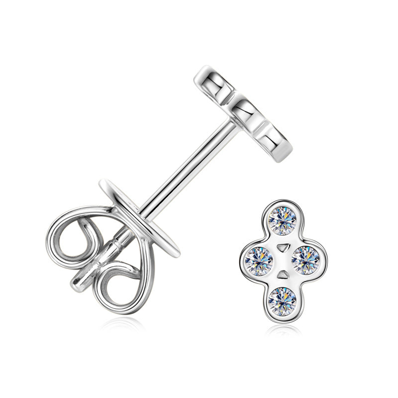 Four Round Moissanite Stud Earrings -  -  Luckinging