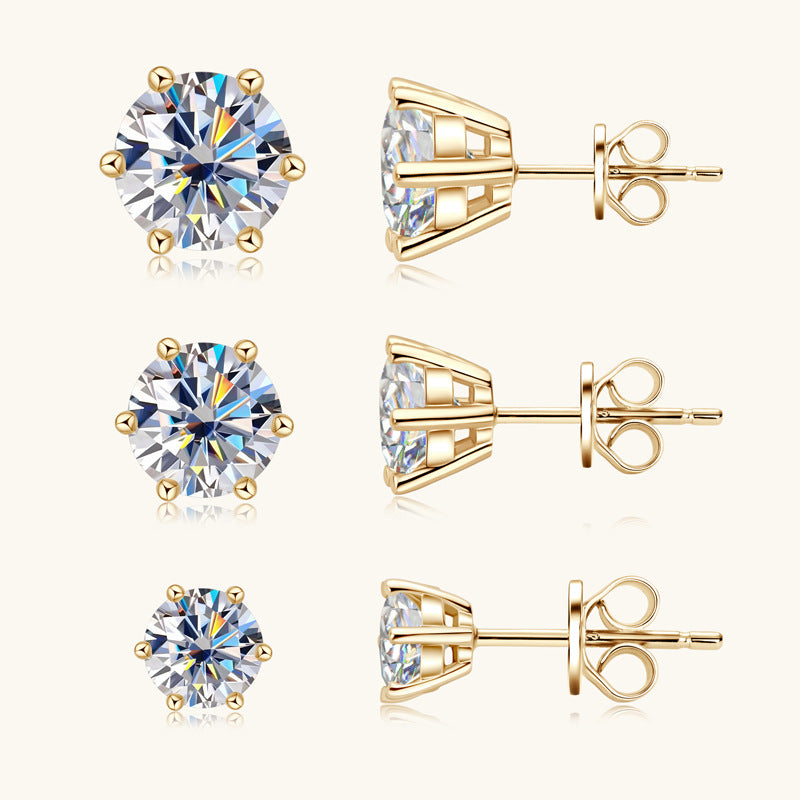 White flower design moissanite stud earring on white background