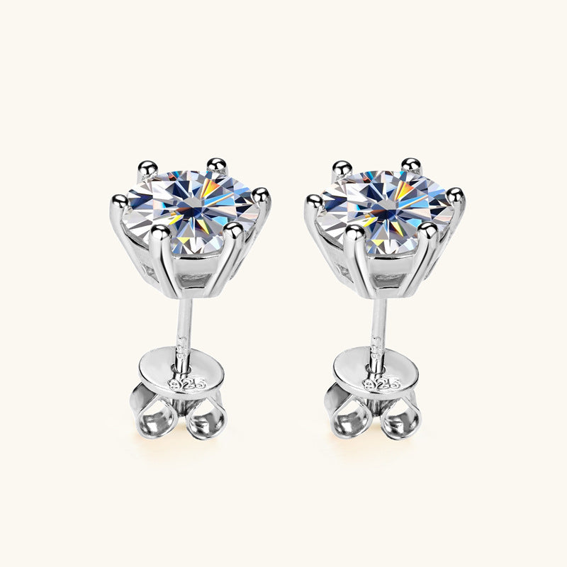 Sterling silver flower earring with 6.5mm moissanite center