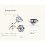 Silver flower earring with large 8mm moissanite stone