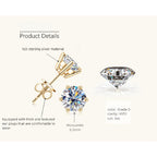 Small flower stud earring with 5mm moissanite for daily wear