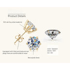 Top angle view of flower moissanite stud earring