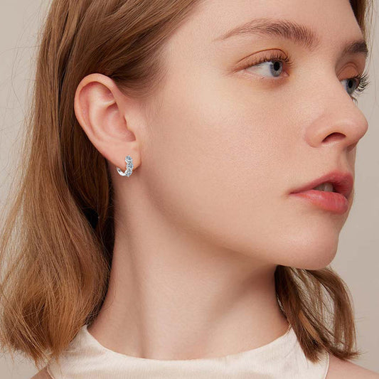 Gold earrings minimalist jewelry flat lay with luxury packaging display