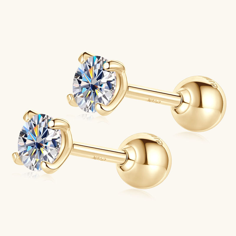 Gold flower stud earring with sparkle detail
