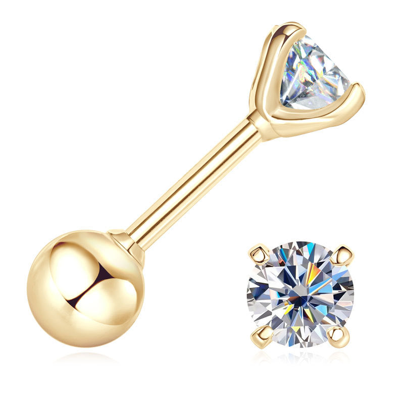 Minimalist gold flower stud earring profile