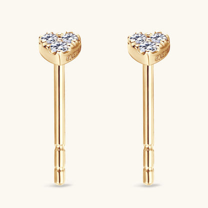 Gift box packaging for gold heart stud earrings