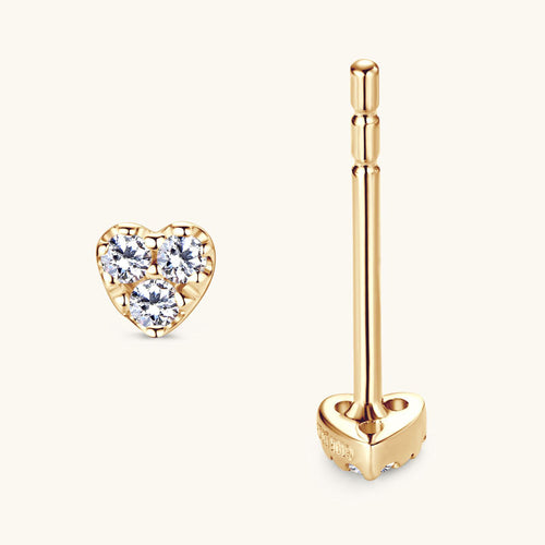 14K Gold heart-shaped stud earrings with Moissanite stones