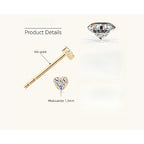 14K Gold heart stud earrings for everyday wear