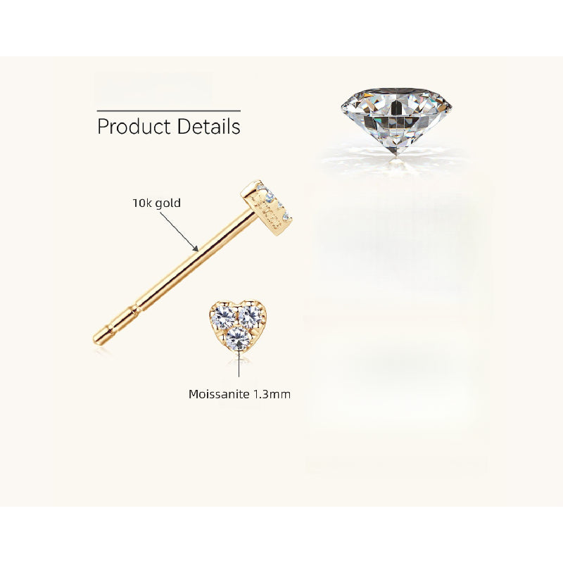 14K Gold heart stud earrings for everyday wear