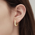 Minimalist small hoop earrings with subtle sparkle detail