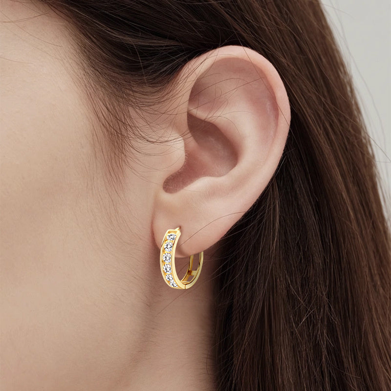 Minimalist small hoop earrings with subtle sparkle detail