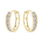 Small gold hoop earrings shown with size reference