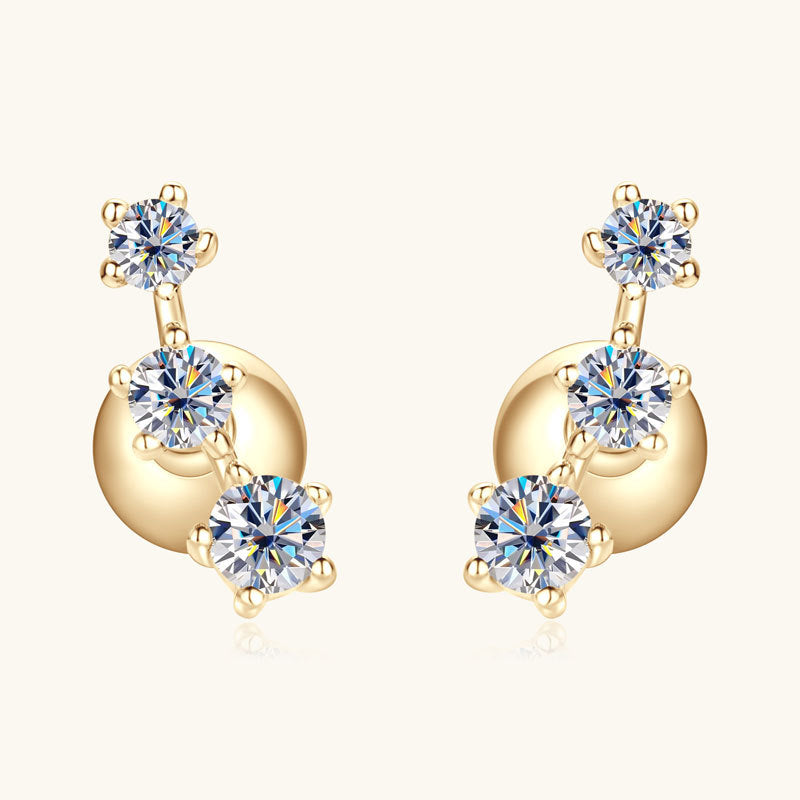 Focused image on 0.08ct moissanite stone in gold star stud earring