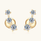 Focused image on 0.08ct moissanite stone in gold star stud earring