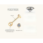 Flat back gold stud earring with sparkling teardrop moissanite