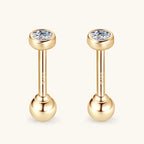 10K Gold stud earring showcasing a brilliant teardrop moissanite