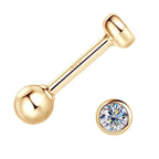 Delicate gold teardrop stud earring with premium moissanite gem