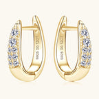 Front view of Luckinging huggie earrings with moissanite inlay