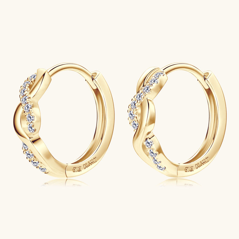 Elegant huggie earring showing stone brilliance
