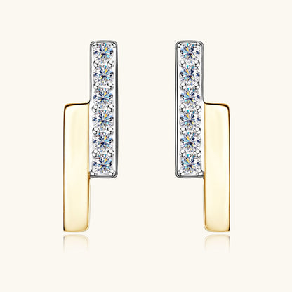 Lifestyle image of woman wearing sterling silver moissanite hoop earrings for everyday elegance