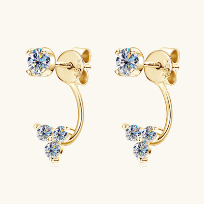 Model wearing 14K gold huggie earrings professional elegant style