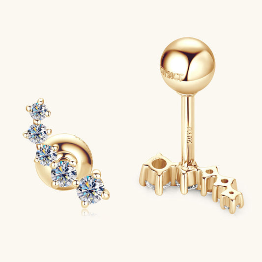 Luckinging 14K gold flower drop earrings with intricate petal design for women