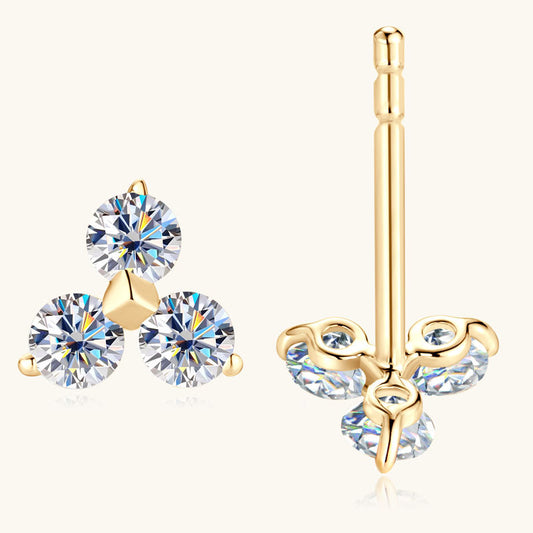 14K gold flower moissanite stud earrings main product view