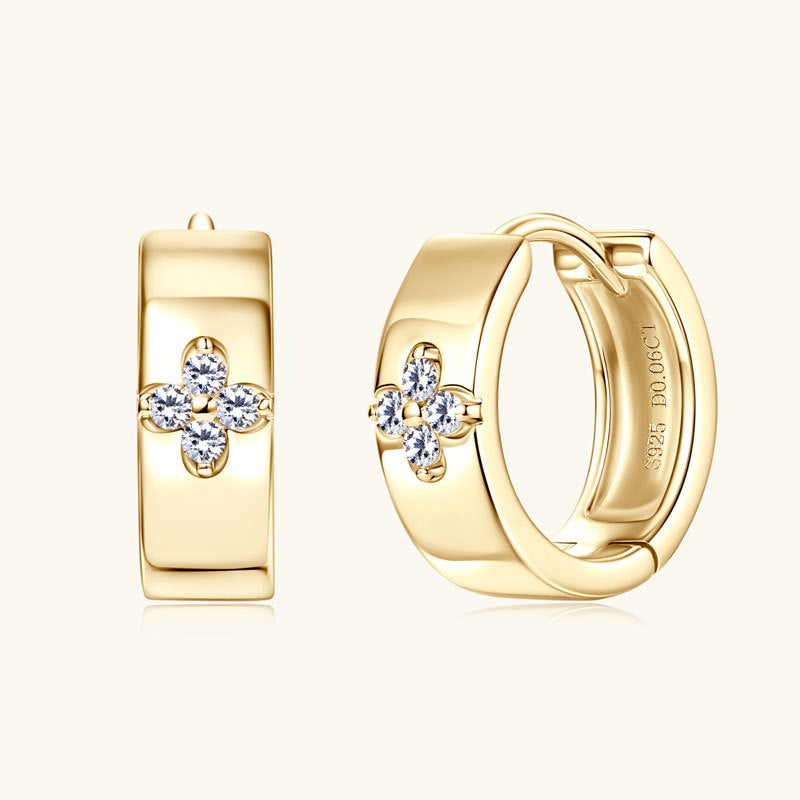 14K gold huggie earrings with secure closure mechanism minimalist design