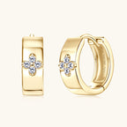 14K gold huggie earrings with secure closure mechanism minimalist design
