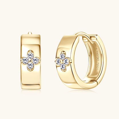 14K gold huggie earrings with secure closure mechanism minimalist design