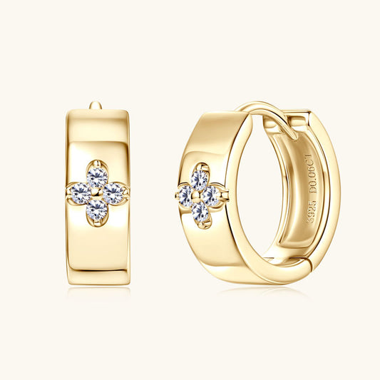 14K gold huggie earrings with secure closure mechanism minimalist design