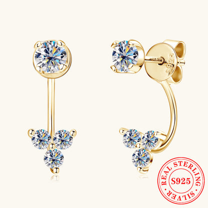 14K gold moissanite huggie earrings C-shape design luxury jewelry