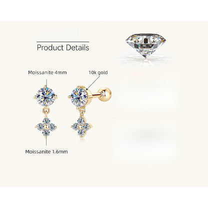 4mm moissanite center stone flower earrings detail