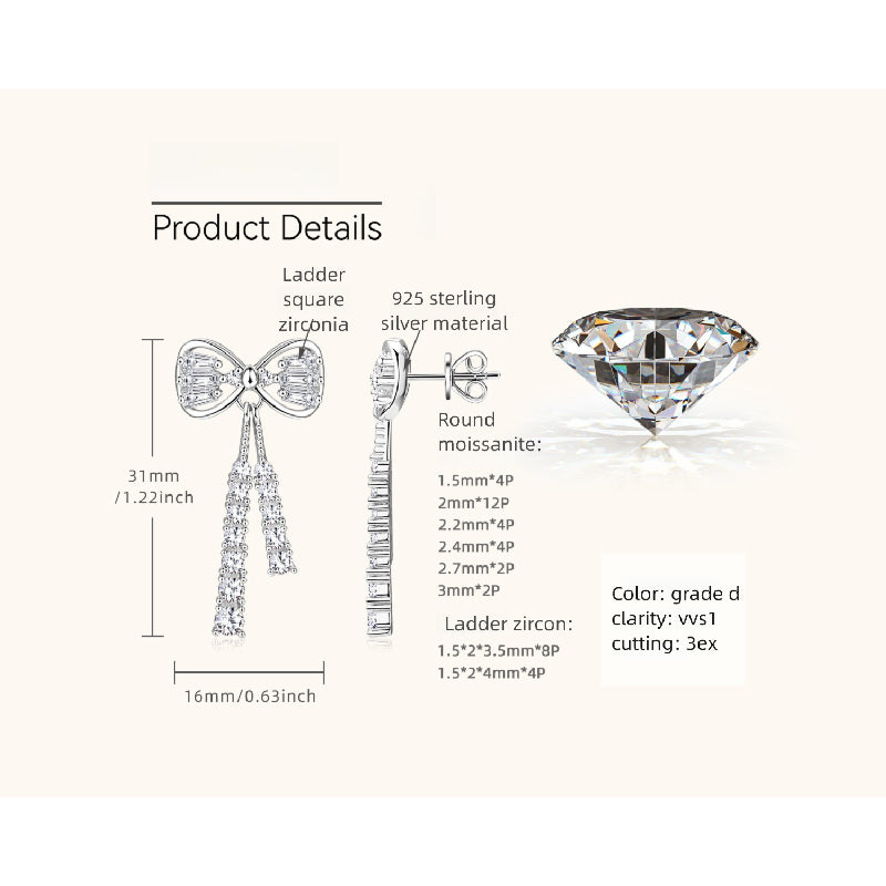 Lifestyle image of Luckinging bow stud earrings on model