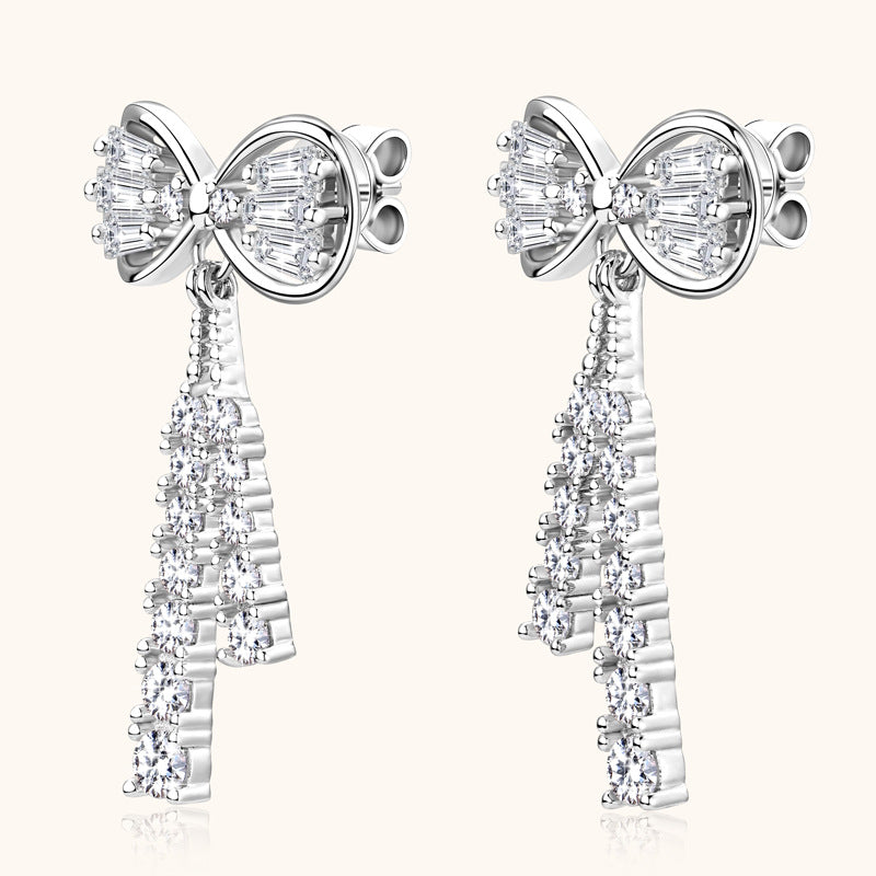 Close-up of stone settings on Luckinging bow stud earring