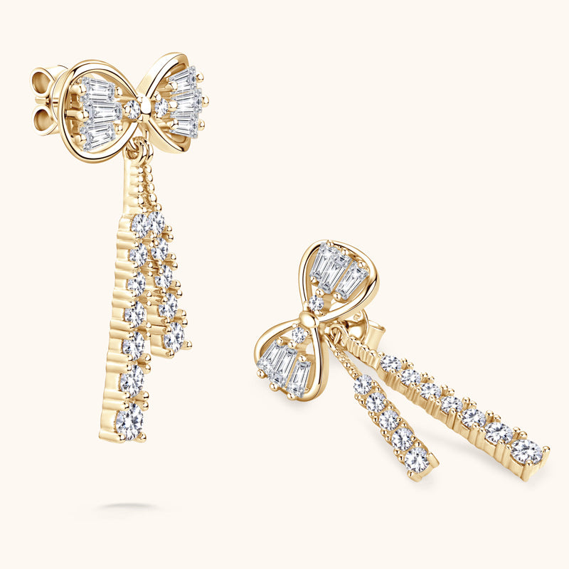 Image of Luckinging bow stud earrings with packaging