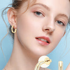 Close-up of C-shape frame with moissanite on Luckinging earrings