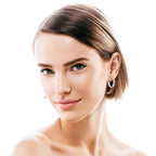 Detail of moissanite stones set in Luckinging C-shape earrings
