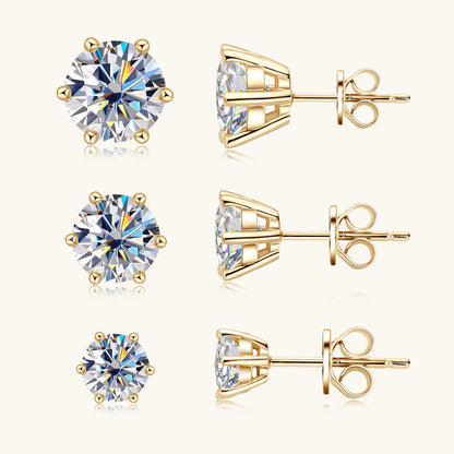 Luckinging flower moissanite stud earrings in sterling silver flat back design