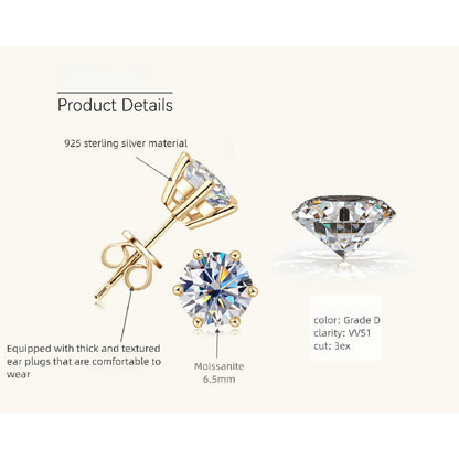 High resolution image of flower moissanite stud earrings premium quality