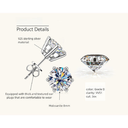 Detailed craftsmanship view of sterling silver flower moissanite stud earrings
