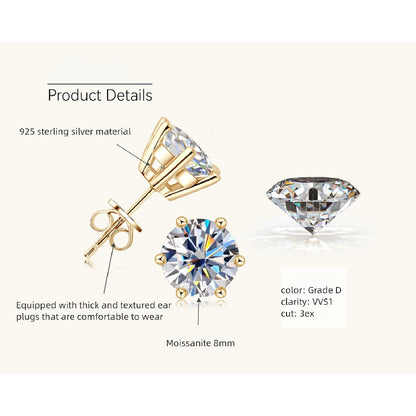 Final product showcase of Luckinging flower moissanite sterling silver studs