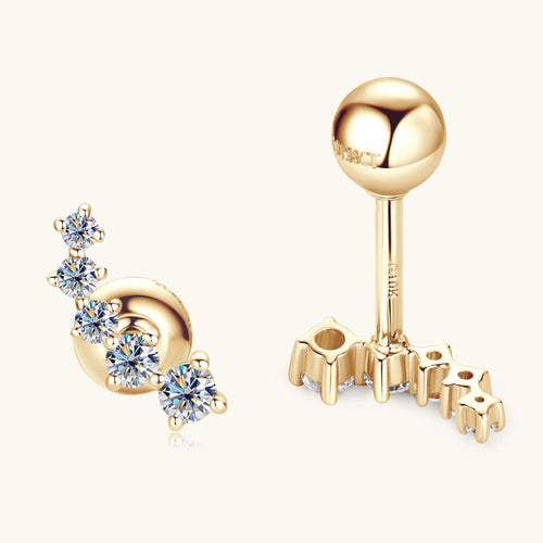 14K Gold Flower Drop Earrings with Moissanite front view