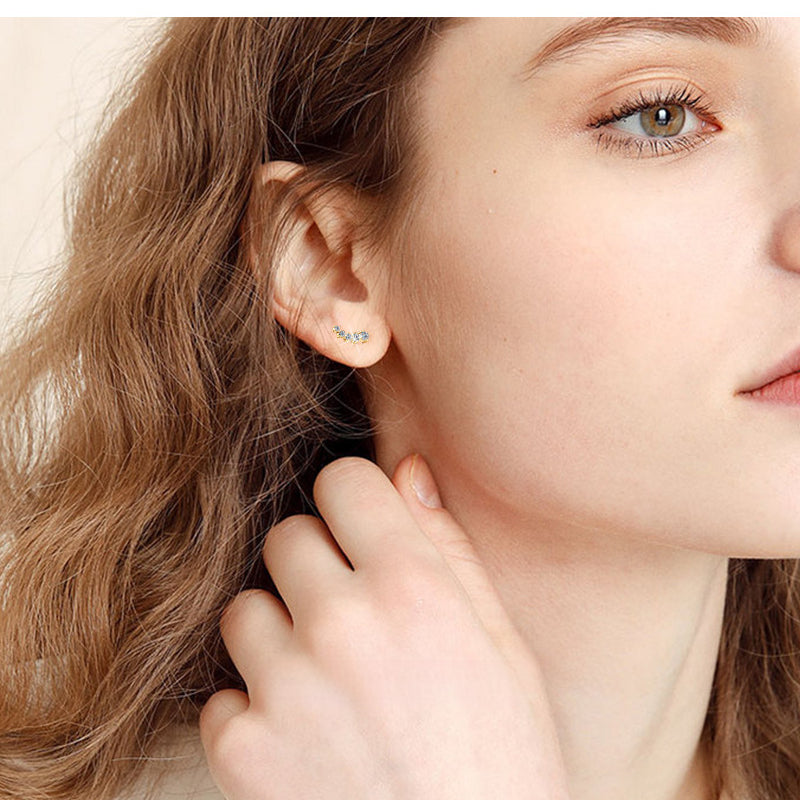 Elegant 14K Gold Floral Earrings with sparkling stones