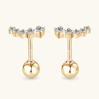 Flower Design Gold Earrings with Moissanite in natural light